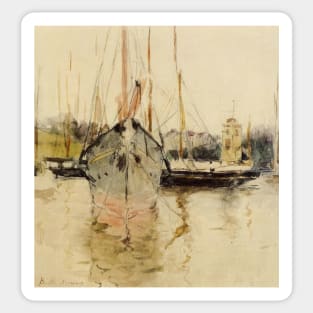 boats entry to the medina in the isle of wight - Berthe Morisot Sticker